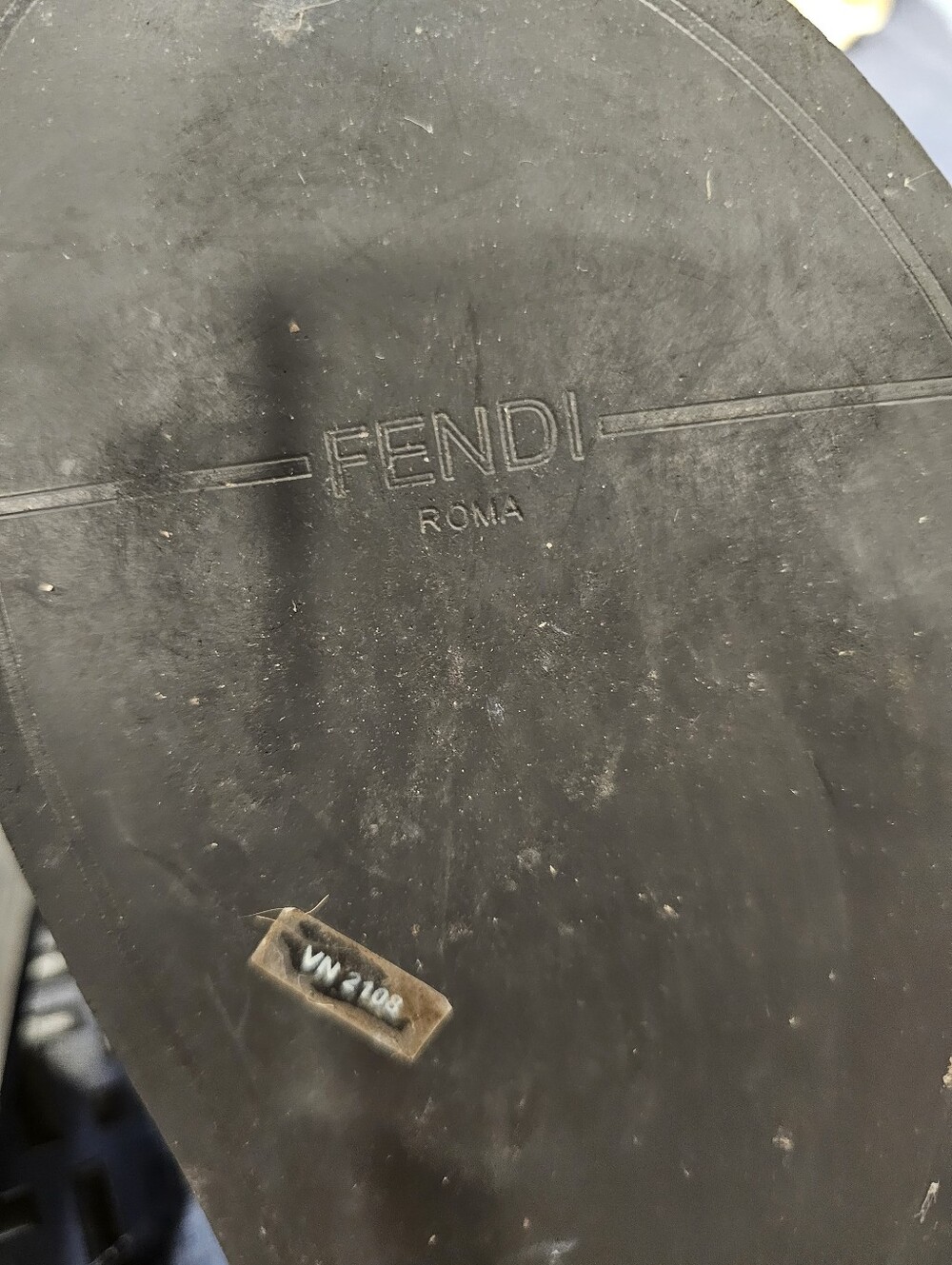 Fendi Navy and Black FF Logo Slide Sandals with Gold/Silver Buckles - Picture 8 of 9